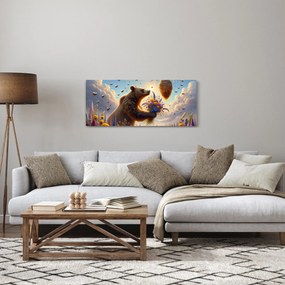 Obraz - Medveď a včielky (120x50 cm)