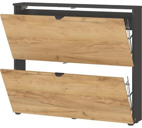 Výklopná závesná skrinka na topánky v dekore duba v antracitovo-prírodnej farbe 100x85x19 cm Renell – Germania
