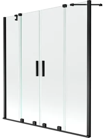 Mexen Velar Duo vaňová zástena dvojkrídlová Posuvný 150 x 150 cm, Priehľadné, Čierny - 896-150-000-02-70