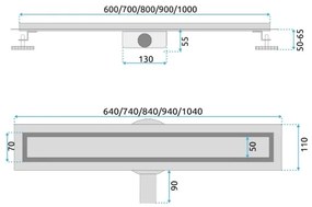 REA-G2704 - Odtokový žľab NEOX PRO 90 cm nerezová oceľ/brúsené zlato