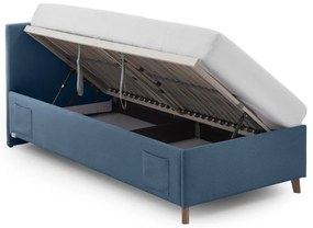 Modrá čalúnená detská posteľ s úložným priestorom s roštom 90x200 cm Cool – Meise Möbel