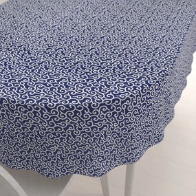 Biante Bavlnený oválny obrus Sandra SA-257 Ornamenty na tmavo modrom 130x180 cm