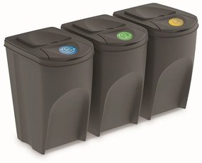 Súprava košov na triedenie odpadu ECOBOX 3x35L sivý kameň