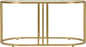 Biely/v zlatej farbe konferenčný stolík so sklenenou doskou 50x90 cm Antalia – Mauro Ferretti