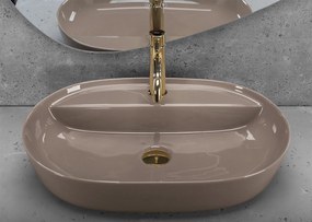 Keramické umývadlo na dosku REA AURA 61x41, beige lesk