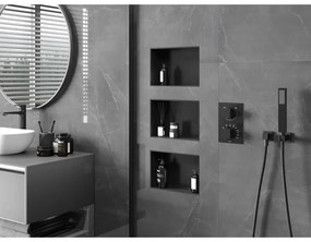 Mexen X-Wall-NR, polička na zapustenie pod obklad bez goliera 30 x 20 cm, čierna matná, 1971302010