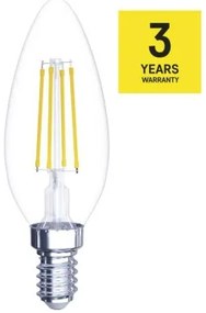 EMOS LED žiarovka Filament Candle, E14, 6W, 806 lm, 4000K, číra