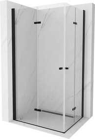 Mexen Lima Duo sprchový kút so skladacími dverami 80(dvere) x 70(dvere), 6mm číre sklo, čierny profil, 856-080-070-70-00-02