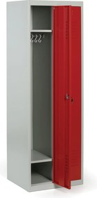 Kovová šatníková skrinka S2, 2-dverová, 1800 x 600 x 500 mm, cylindrický zámok, červené dvere