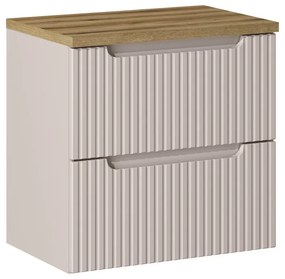 Závěsná skříňka Nova Cashmere II s deskou 60 cm kašmírová/dub evoke