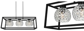 Závesné svietidlo Crystal Cage, 3x strieborné krištáľové tienidlo v kovovom ráme