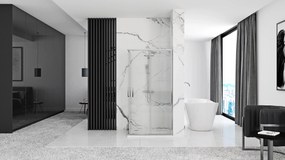 Štvorcový sprchový kút REA PUNTO 90x90 cm, chróm/transparent + vanička Savoy biela