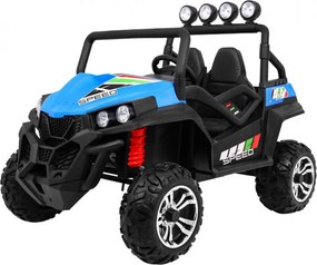 Ramiz Terénna bugina Strong pre deti modrá + pohon 4x4 + diaľkové ovládanie + nosič batožiny + rádio MP3 + LED