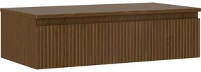 Mexen Rivel, kúpeľňová skrinka 90 cm s hornou časťou, 1 zásuvka, drážkovaná, orech, 91A20-09023-1-BFC86
