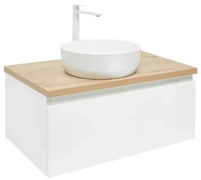 Kúpeľňová skrinka s krycou doskou SAT B-WAY 79x30x45 cm biely lesk BWAY80WDOAKU2B