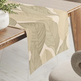 Biante Zamatový behúň na stôl Tamara TMR-046 Prírodné popínavé listy na krémovom 45x120 cm