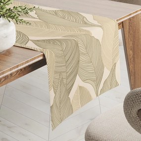 Biante Zamatový behúň na stôl Tamara TMR-046 Prírodné popínavé listy na krémovom 45x180 cm