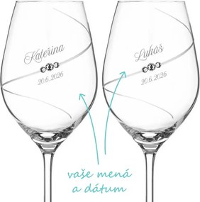 Svadobné poháre na víno Diamante Silhouette s kryštálmi Swarovski 2 ks