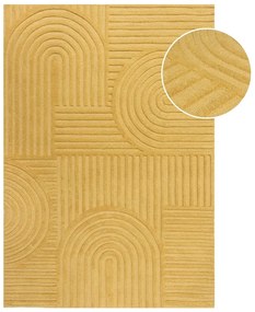 Žltý vlnený koberec Flair Rugs Zen Garden, 120 x 170 cm