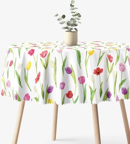 Goldea okrúhly teflónový obrus - farebné tulipány Ø 110 cm