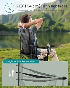 SONGMICS súprava kempingových stoličiek (2 ks), skladacie vonkajšie stoličky, čierne