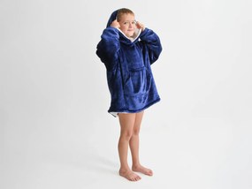 XPOSE® Detská mikinová deka s barančekom (malá) - tmavo modrá
