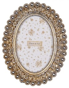 Strieborno-zlatý oválny fotorámik Romantique - 16*3*20 cm / 10*15 cm