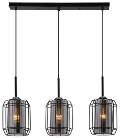 Candellux Čierny závesný luster Jonera pre žiarovku 3x E27 33-08435