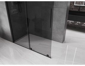 Mexen Velar, sprchová zástena s posuvnými dverami Walk-in 150 x 200 cm, 8mm šedé sklo, čierna matná, 871-150-000-43-70