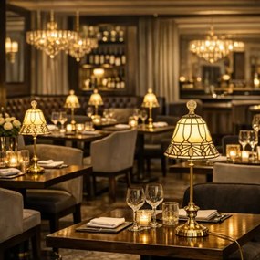 Stolná lampa Tiffany ANTIK SLENDER Metal Base Crystal 50*Ø18