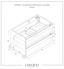 CERANO - Kúpeľňová skrinka Carole + keramické umývadlo Todo - prírodné - 80x49,8x46 cm