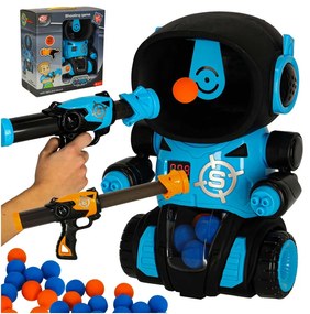 Arkádová hra s robotickým terčom KIK – 2 pištole, 24 penových loptičiek, LCD displej
