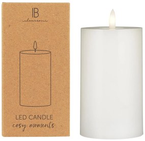 IB Laursen LED stĺpová sviečka WARM FLAME SL 12,5 cm biela