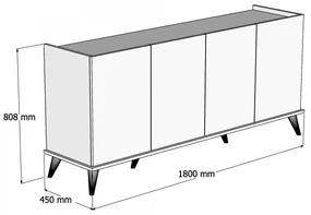 Komoda Elegante 180 cm tmavo hnedá