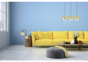 Stolná lampa Bergen Gold, 1x zlaté/transaprentné sklenené tienidlo (fi 15cm)