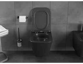 Mexen Teo, závesná WC misa 510x345x340 mm, Rimless Tornádo + WC sedadlo z duroplastu, čierna matná, 30850685T