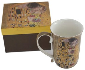 HOME ELEMENTS Porcelánový hrnček 400 ml, Klimt, Bozk zlatý