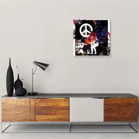 Gario Obraz na plátne Banksyho vojaci a namaľovaný znak mieru Rozmery: 30 x 30 cm