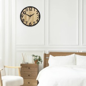 Drevené nástenné hodiny Focus 33 cm dub prírodný/čierny