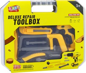 LEAN Toys Detská sada náradia vŕtačka skrutkovač svetlá zvuky kufrík