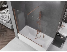 Mexen Velar, 2-krídlová posuvná vaňová zástena 160 x 150 cm, 8mm číre sklo, medená matná, 896-160-000-01-65