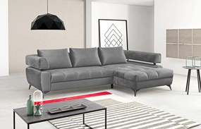 Rohová sedacia súprava Paris, stredne šedá látka, pravý roh