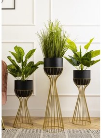 Kovový kvetináč LOFT 68x20 cm zlatá/čierna