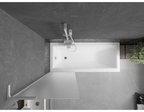 Mexen Next L, 1-krídlová vaňová zástena 60 x 150 cm, 6mm sklo námraza, biely profil, 895-060-000-03-30-20