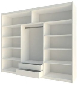 Šatníková skriňa 250 cm s posuvnými dverami a LED osvetlením CASILDA - biela