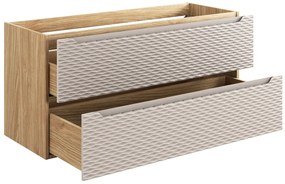 Závěsná skříňka Ocean s deskou 120 cm béžová/dub olejovaný