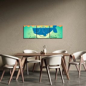 Obraz - Veselá veľryba (s hodinami) (90x30 cm)