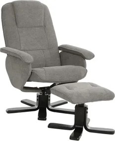 Polohovacie kreslo s taburetom Helga,  šedá látka%