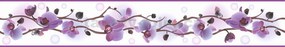 Samolepiaca bordúra B83-13-14, rozměr 5 m x 8,3 cm, orchidea svetlo fialová, IMPOL TRADE