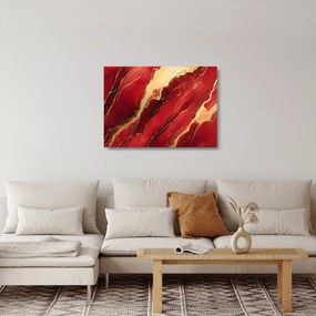 Sklenený obraz - Červeno-zlatý mramor (70x50 cm)